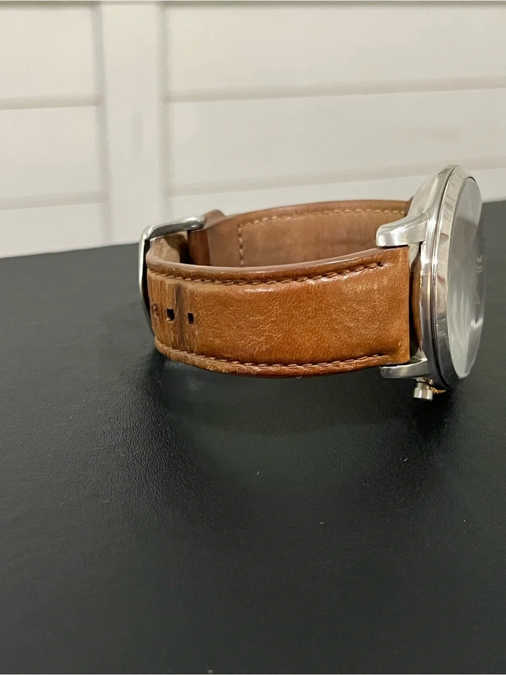 Fossil FS5408 Chronograph Espresso Brown Dial Brown Leather Watch Date Quartz